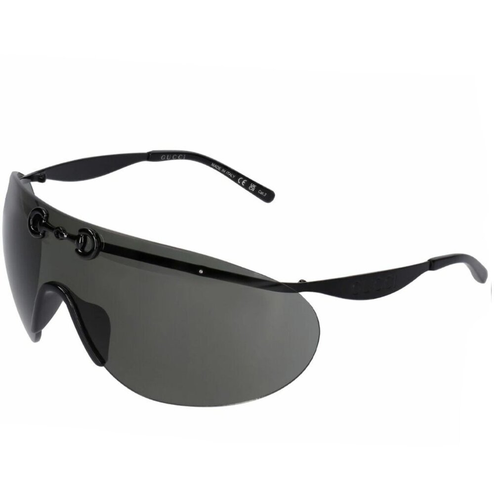 GUCCI SUNGLASSES GG1656S BLACK HORSEBIT OVERSIZED SHIELD UNISEX - Picture 4 of 15